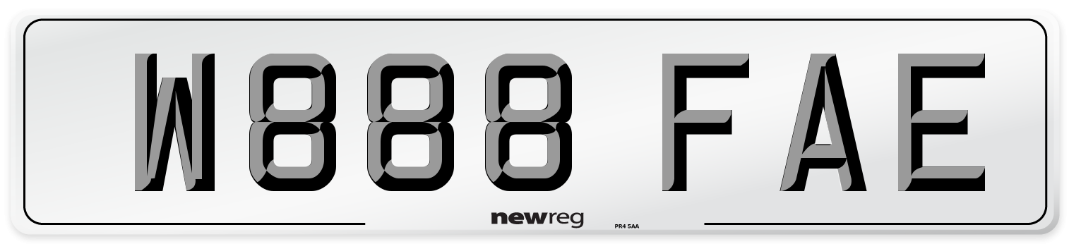 W888 FAE Number Plate from New Reg